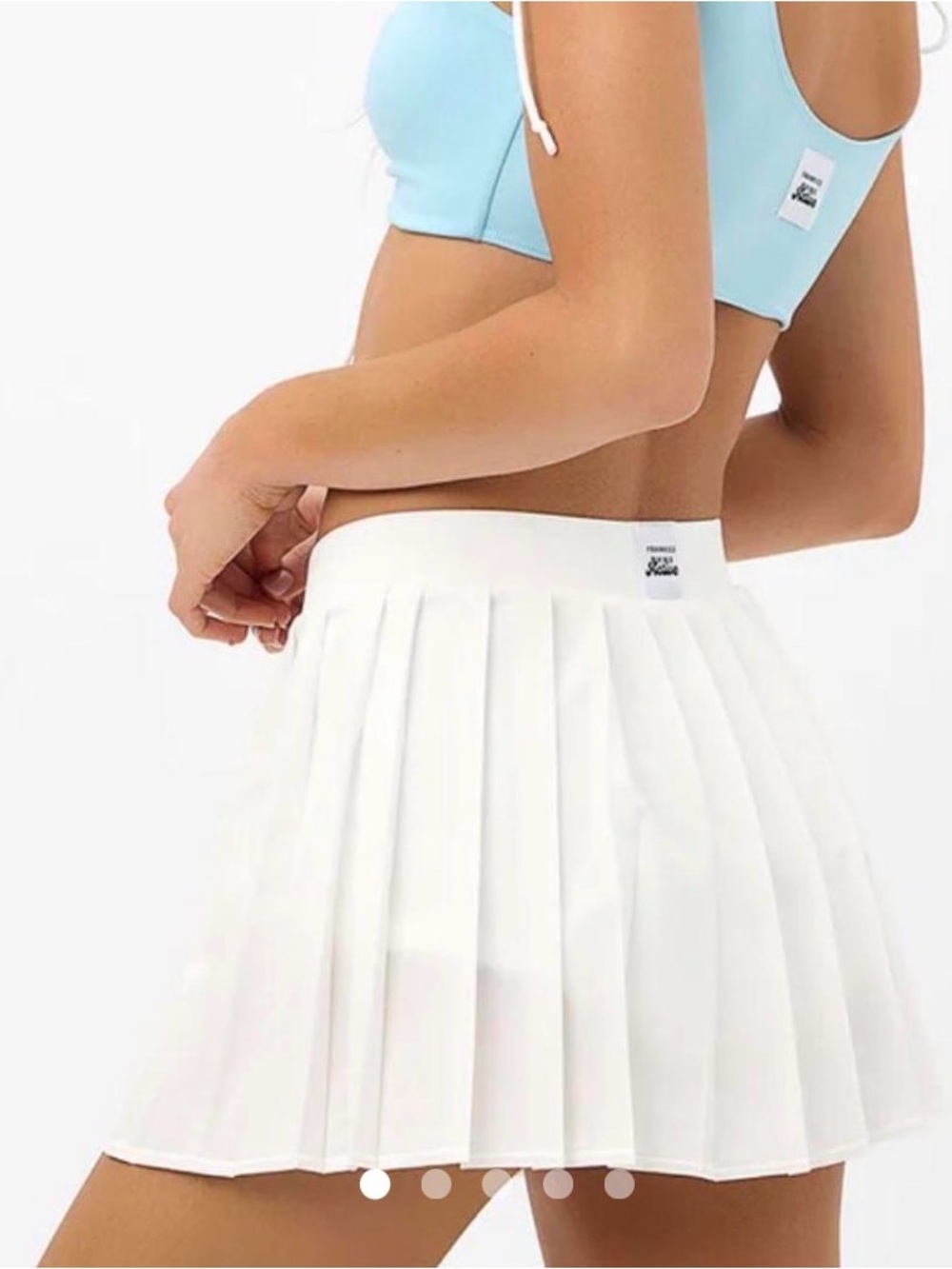 Frankie’s Bikinis White Pleated Mini Skirt - Classic Tennis Style